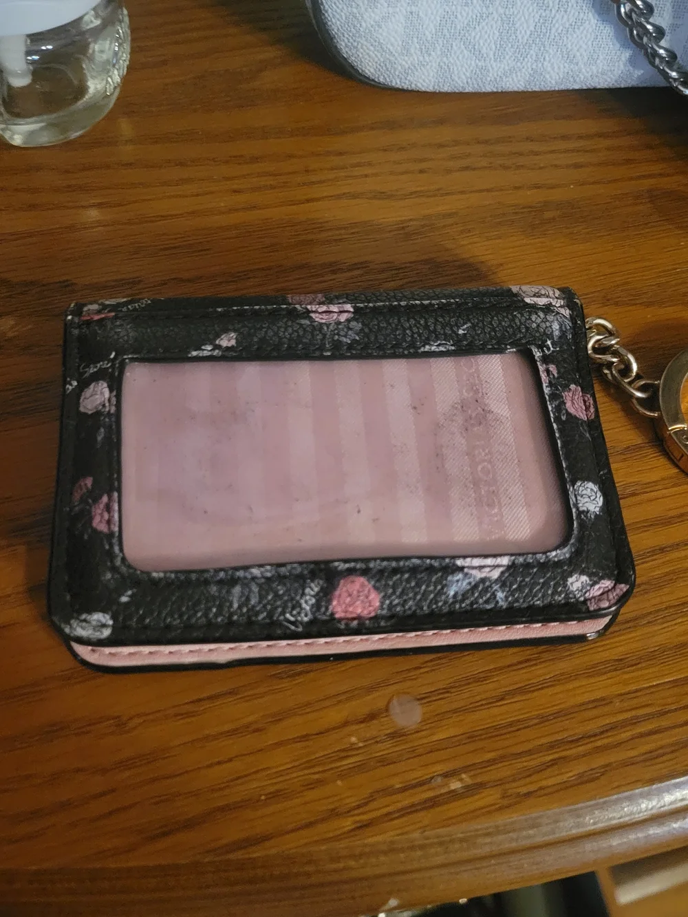 Victoria's Secret Black Wallet with Pink and Light Purple Rose Print - Picture 3 of 3